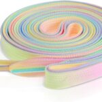 2 Pairs Rainbow Shoelaces for Sneakers Colored Rainbow Shoe Laces 47 Inch Long 8mm Wide Flat Colorful Shoe Laces For Women Men Adult Kids Teens Girls Daughter