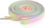 2 Pairs Rainbow Shoelaces for Sneakers Colored Rainbow Shoe Laces 47 Inch Long 8mm Wide Flat Colorful Shoe Laces For Women Men Adult Kids Teens Girls Daughter