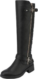 Women's Knee High Boots Wide Calf Low Heel Riding Boots Fall Tall Boots for Women