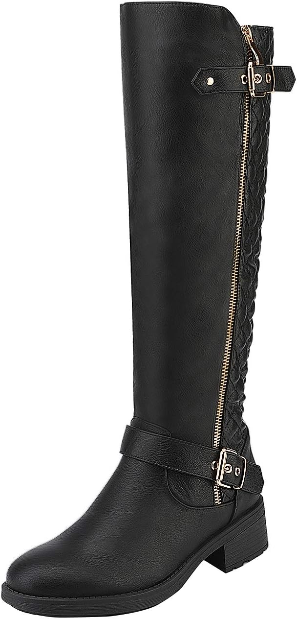 61bL1WoaZDL._AC_SL1500_.jpg Women's Knee High Boots Wide Calf Low Heel Riding Boots Fall Tall Boots for Women - Image 1