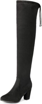 Women's Thigh High Over The Knee Fashion Boots Block Mid Heel Long Sexy Faux Fur Boots