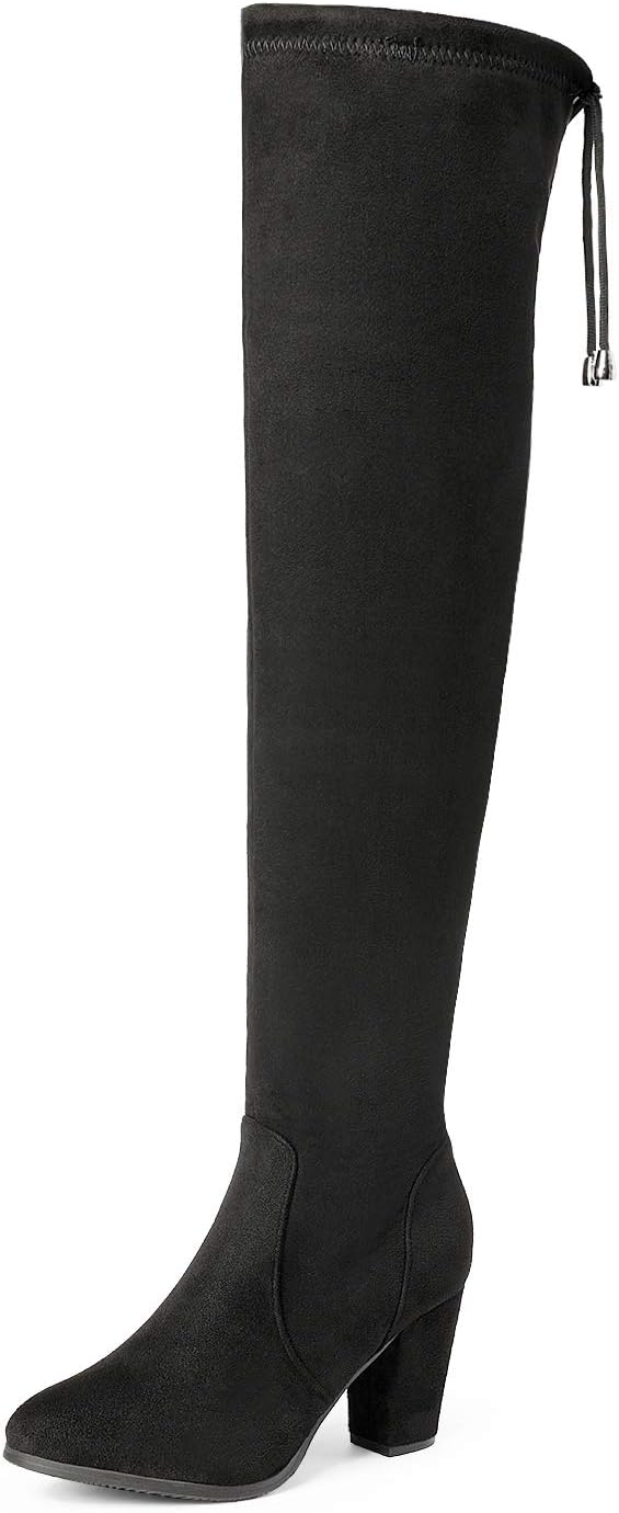 61oQBuIlgXL._AC_SL1500_.jpg Women's Thigh High Over The Knee Fashion Boots Block Mid Heel Long Sexy Faux Fur Boots - Image 1