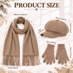 Women Newsboy Hat Gloves Scarf Set Thick Warm Beret Cap - Image 2