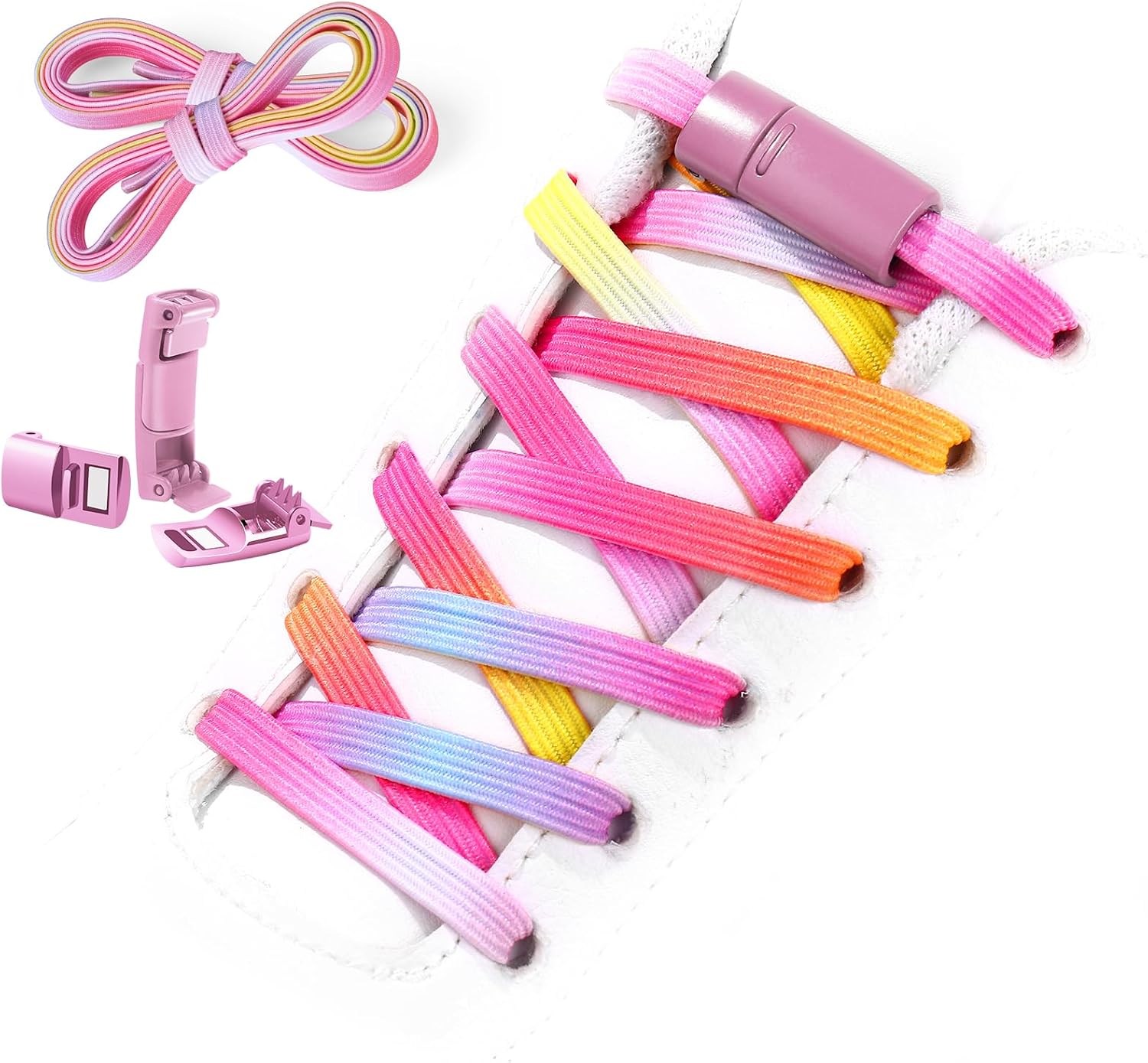 71eI5lQmZpL._AC_SL1500_.jpg Elastic No Tie Shoelaces for Kids Adults Tieless Stretch Shoe Laces - Image 1