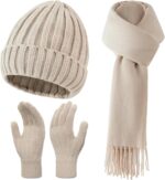 Winter Beanie Hat Scarf Gloves Set, Hat Gloves Scarf Set Women