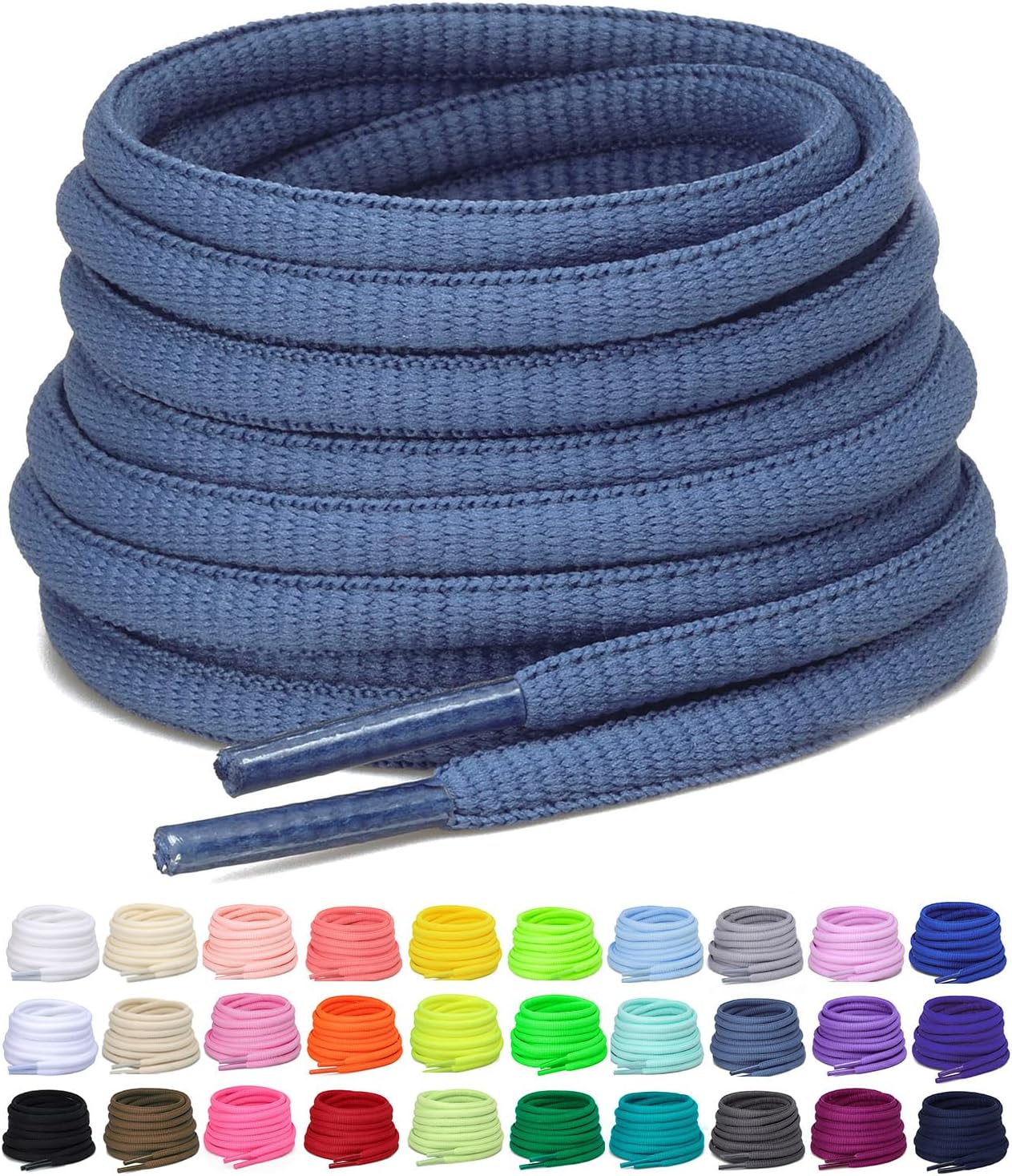 81PK7sXFYkL._AC_SL1500_.jpg 2 Pairs Oval Athletic Shoe Laces, 1/4" Shoelaces - Image 1