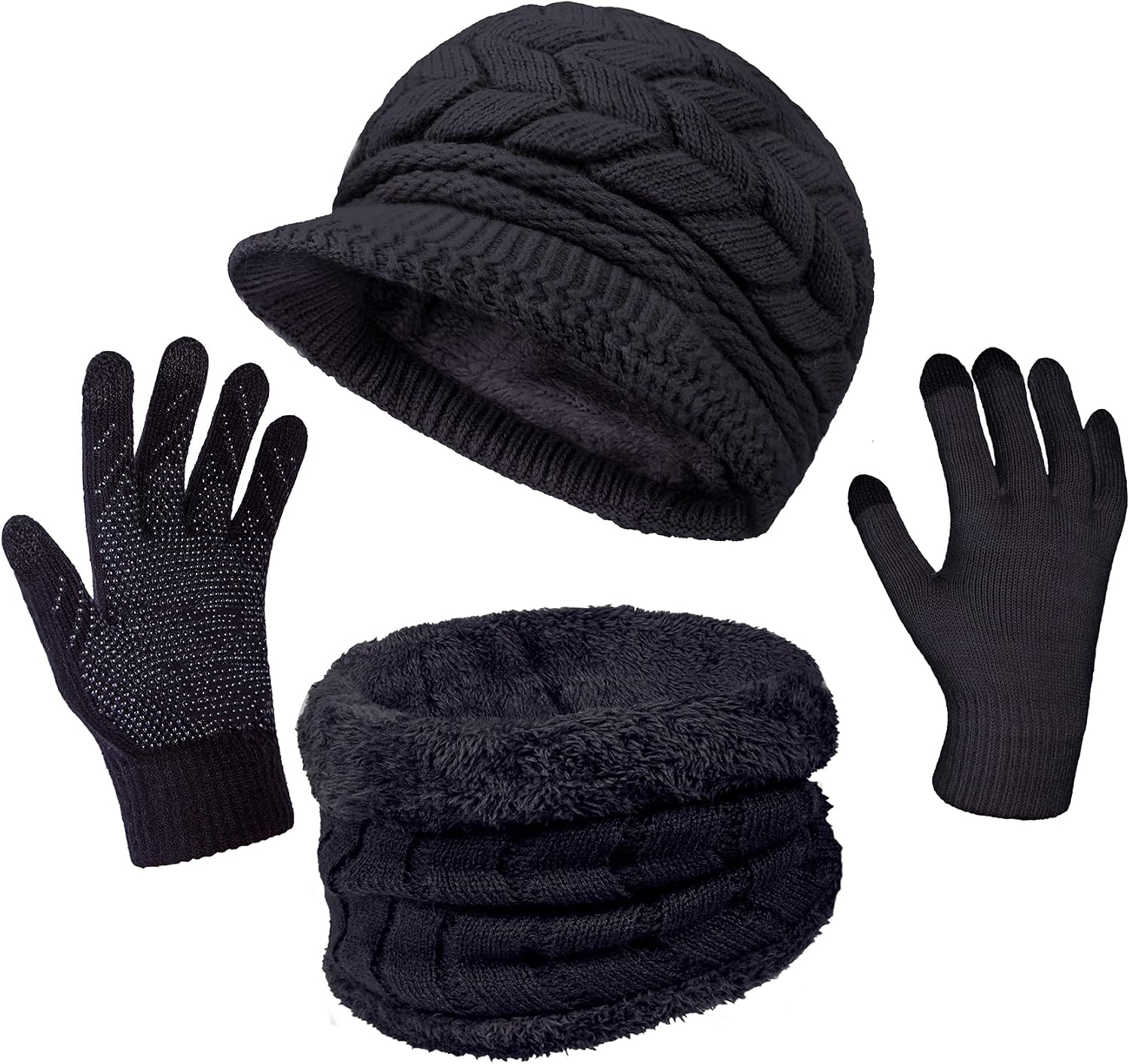 81dRVHy8PPL._AC_SL1500_.jpg 3 in 1 Womens Winter Hat Gloves Scarf Set, Warm Hat Mittens - Image 1