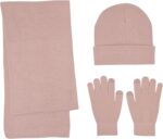 Winter Knit Scarf Beanie Touchscreen Gloves Set