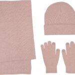 Winter Knit Scarf Beanie Touchscreen Gloves Set