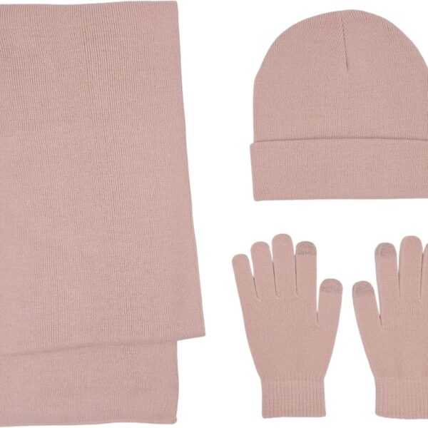 Winter Knit Scarf Beanie Touchscreen Gloves Set