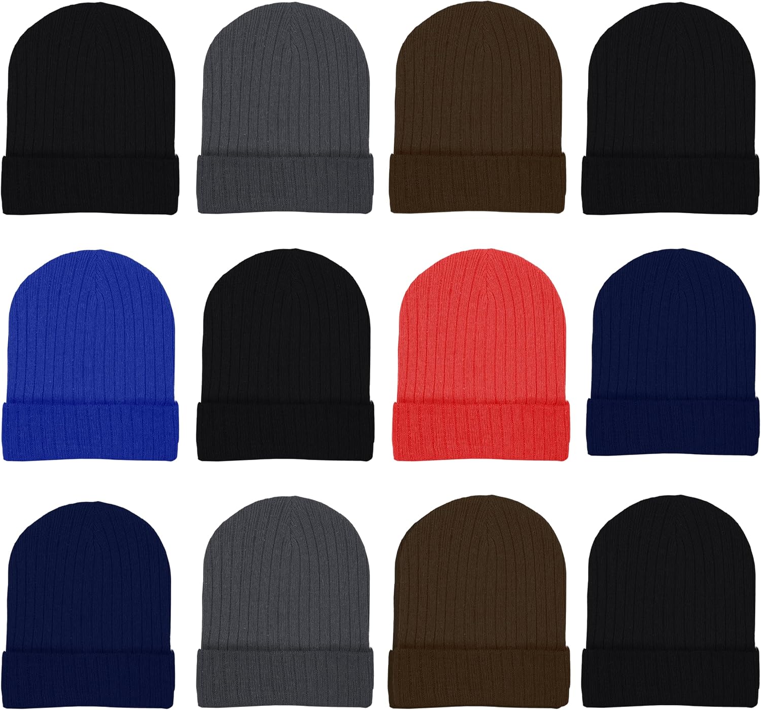 91rJ5Q1rS3L._AC_SL1500_.jpg 12 Pack Winter Beanie Hats for Wo, Warm Cozy Knitted Cuffed Skull Cap, Wholesale - Image 1